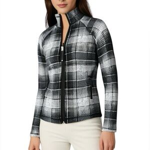 The North Face Girls Plaid Full Zip Fleece Jacket High Collar Gray Medium 10/12